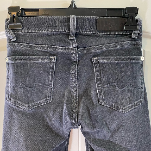 7 For All Mankind Luxe Vintage Italian Fabric Black Distressed Skinny Jeans 23 - Picture 6 of 15